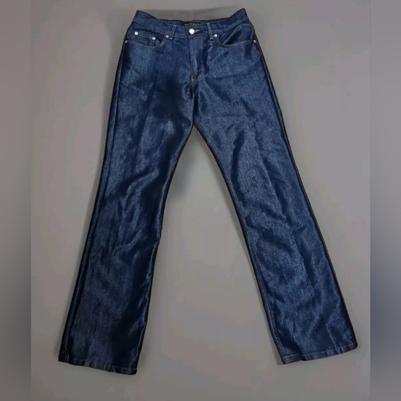 Buffalo David Bitton Hueston Coated Blue Denim Jeans Women 31 Straight High Rise - Picture 1 of 13